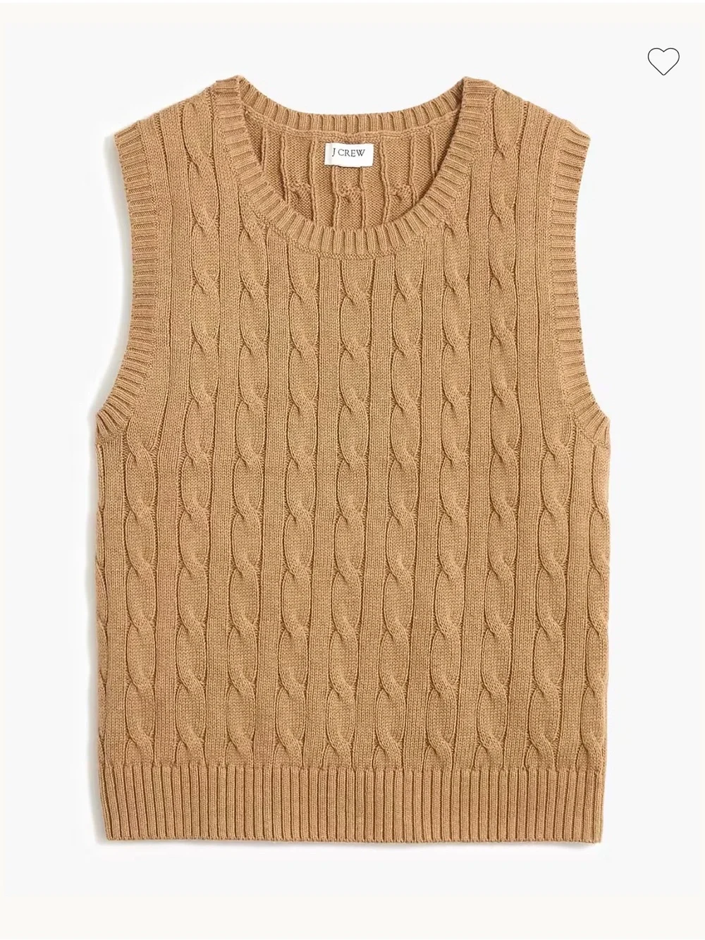 J. Crew Cable-Knit Crewneck Sweater Vest Heather Acorn Size XL NWT